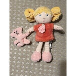 Jolijou My 1st Doll Demoiselle Corail Lovey Plush Blonde Hair Blue Eyes 7" Bear